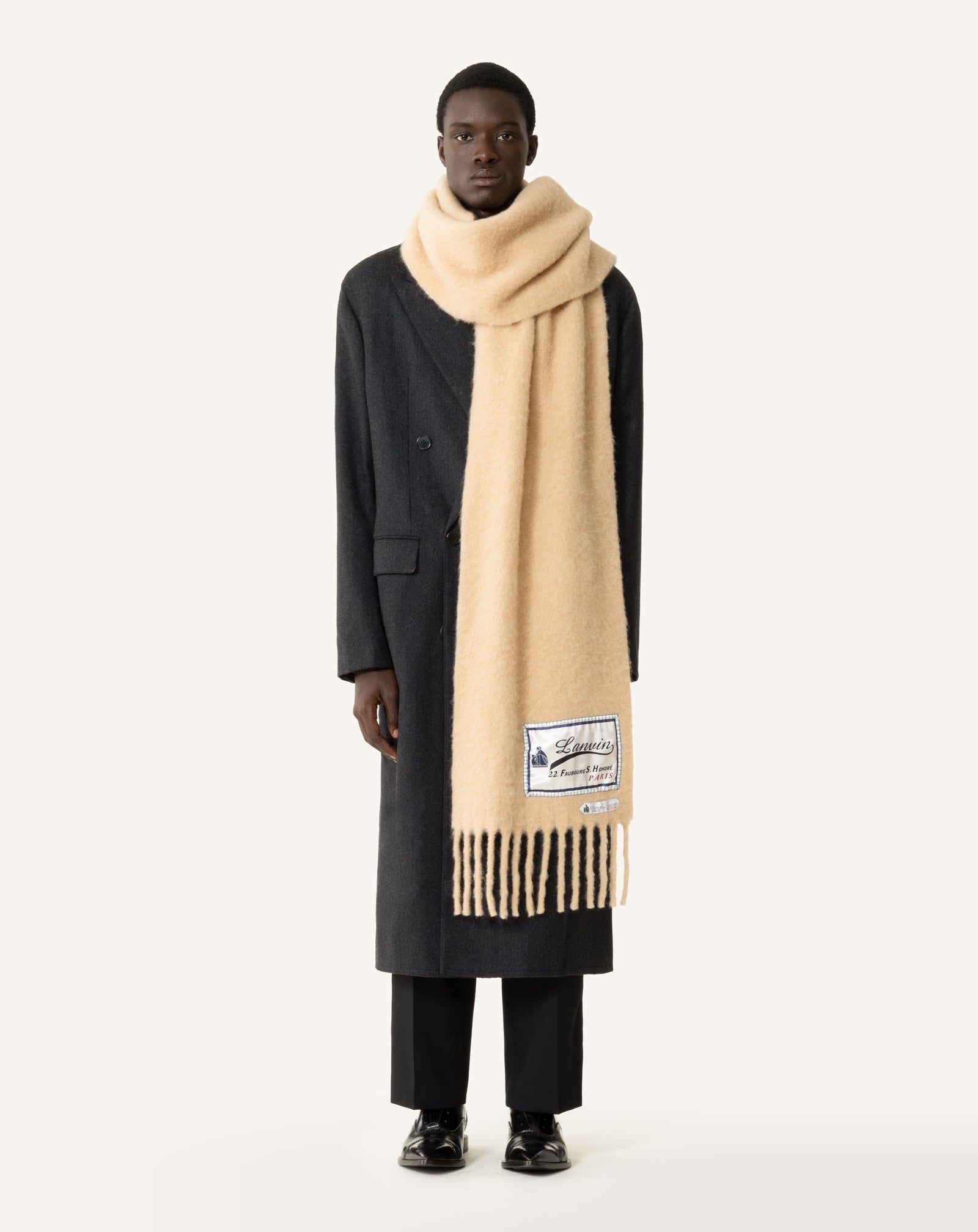 FRINGED WOOL SCARF WITH 22 FAUBOURG LABEL - Image 2