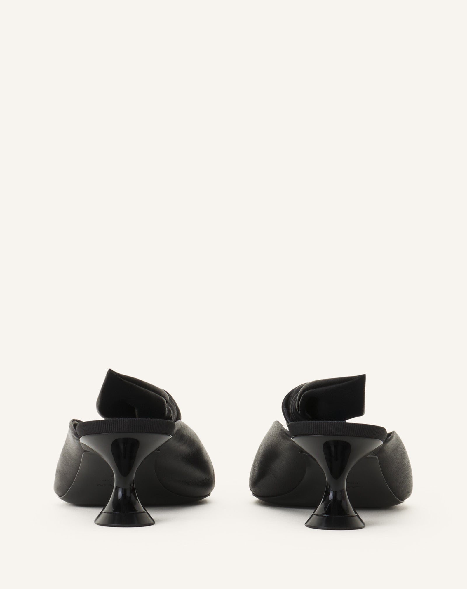 MIDNIGHT STEP HEELED MULES WITH A LEATHER BOW - Image 3