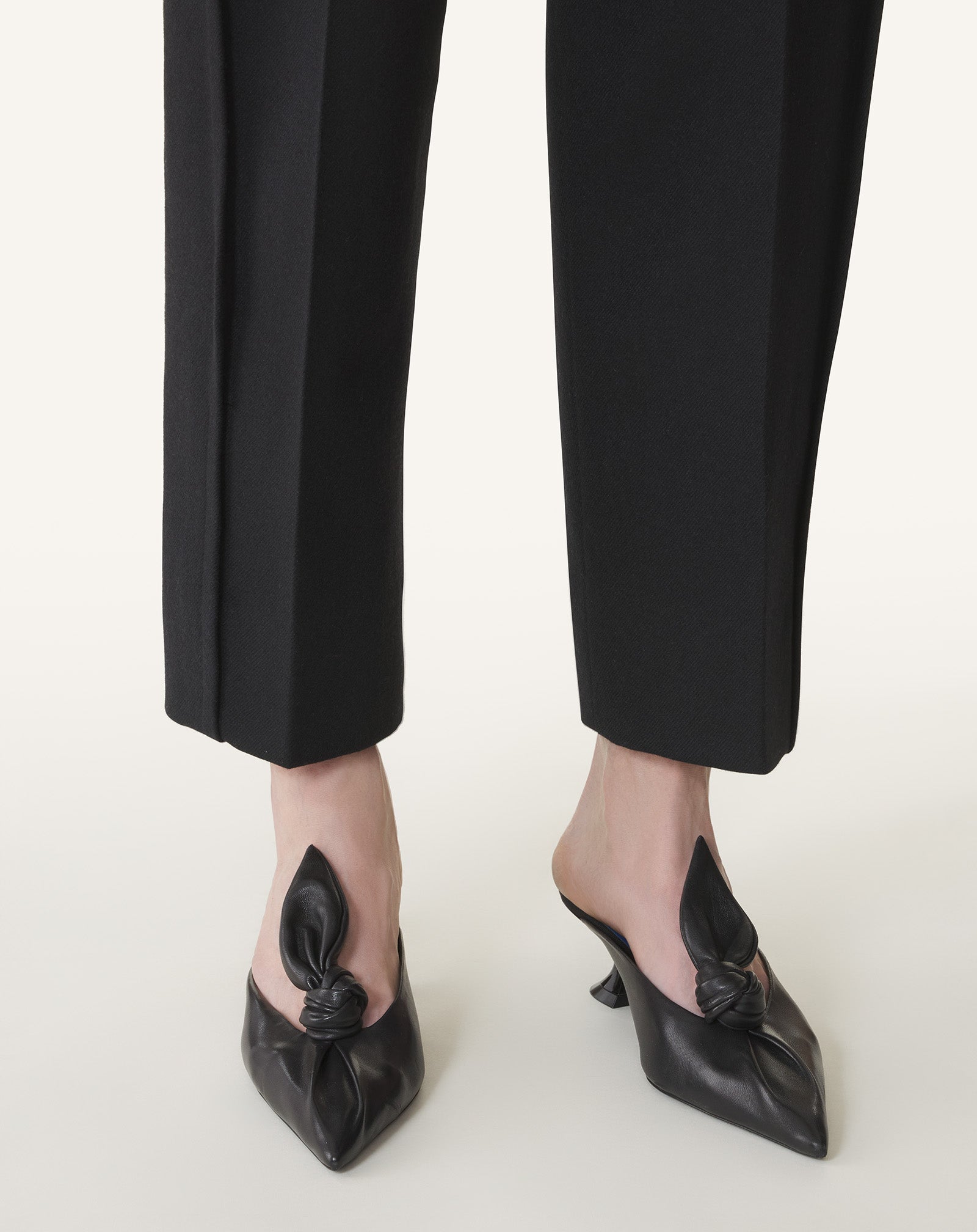 MIDNIGHT STEP HEELED MULES WITH A LEATHER BOW - Image 6