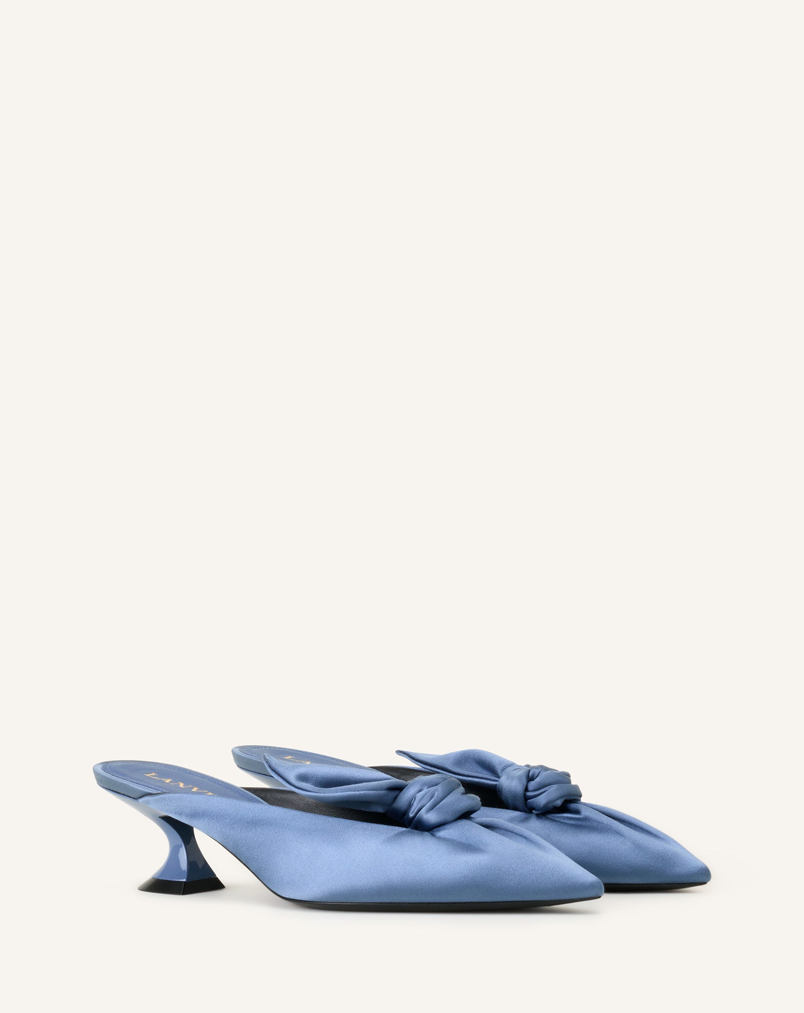 MIDNIGHT STEP HEELED MULES WITH A SATIN BOW - Image 2