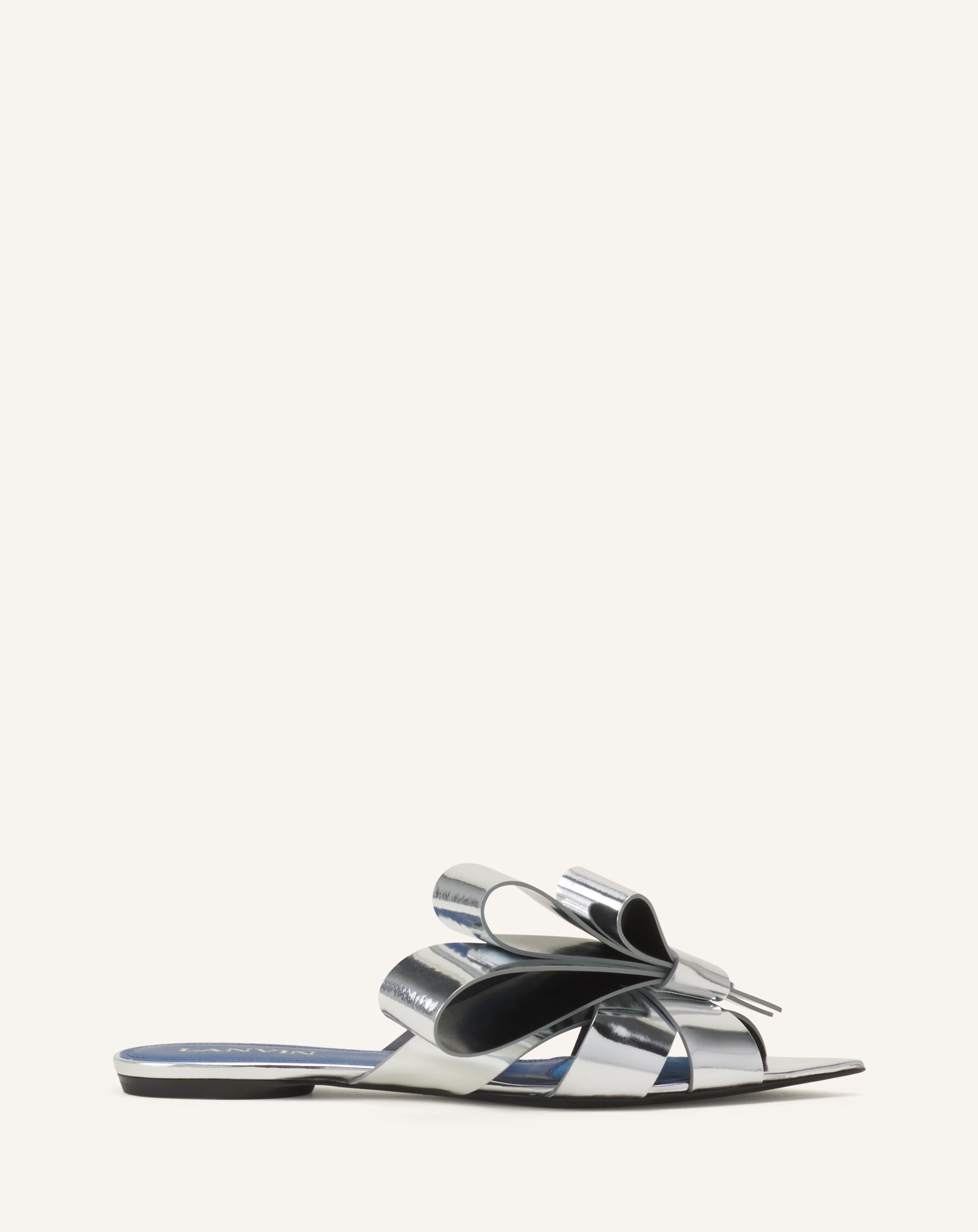 CADEAU FLAT MULE IN METALLIC LEATHER