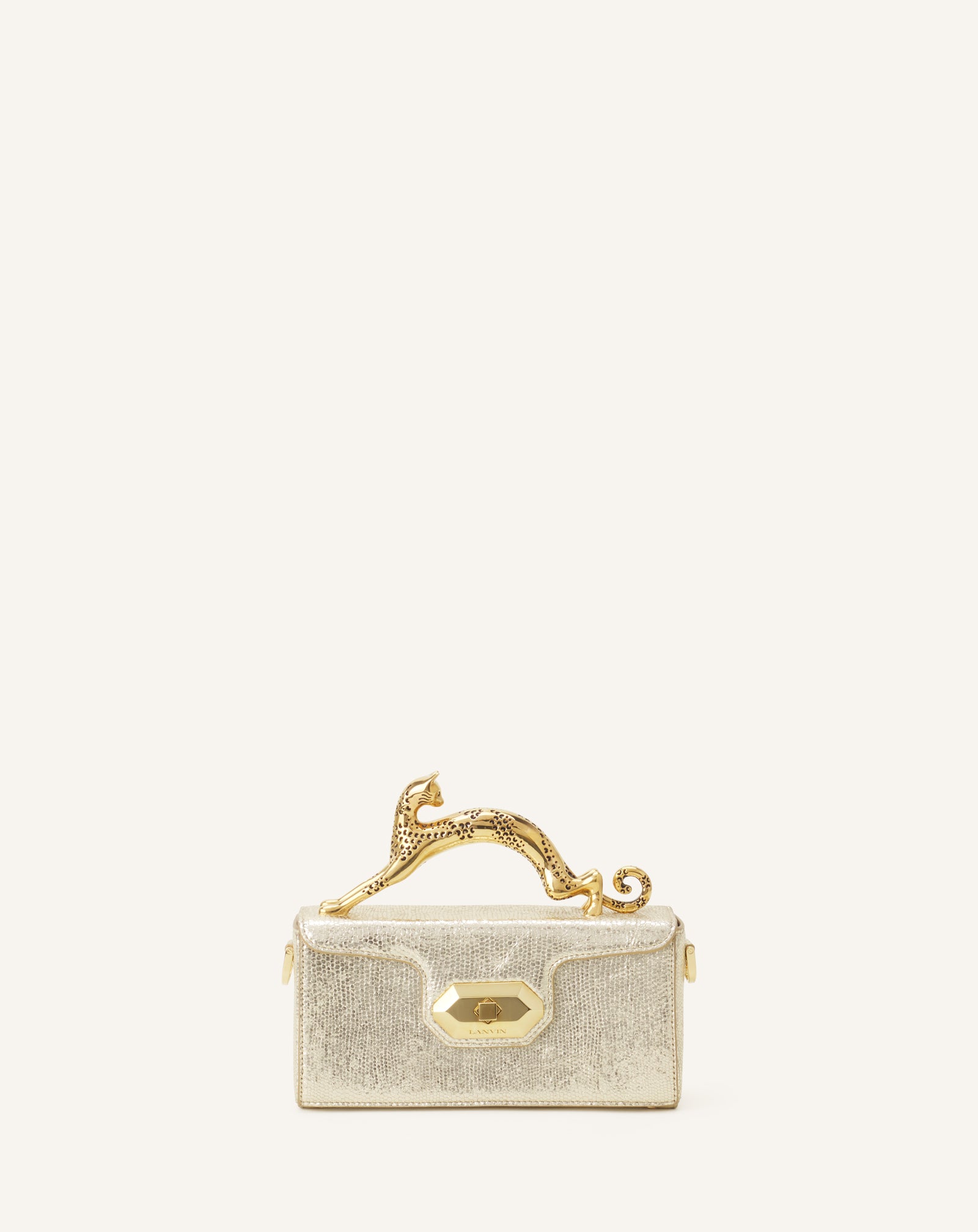 PENCIL CAT NANO BAG IN CRACKLED METALLIC LEATHER