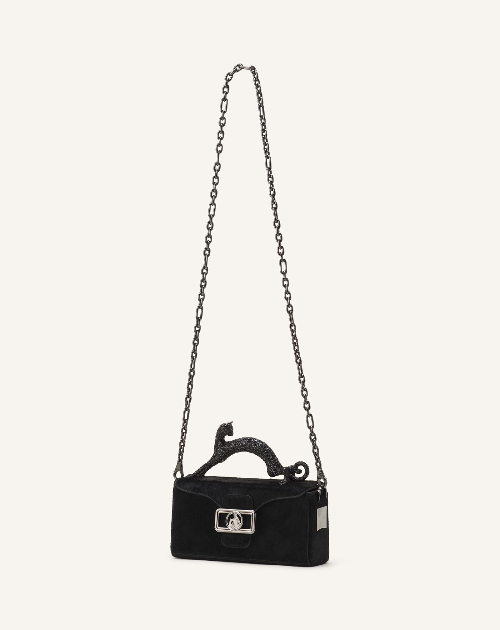 PENCIL CAT NANO BAG IN PONY EFFECT AND RHINESTONES - Image 2