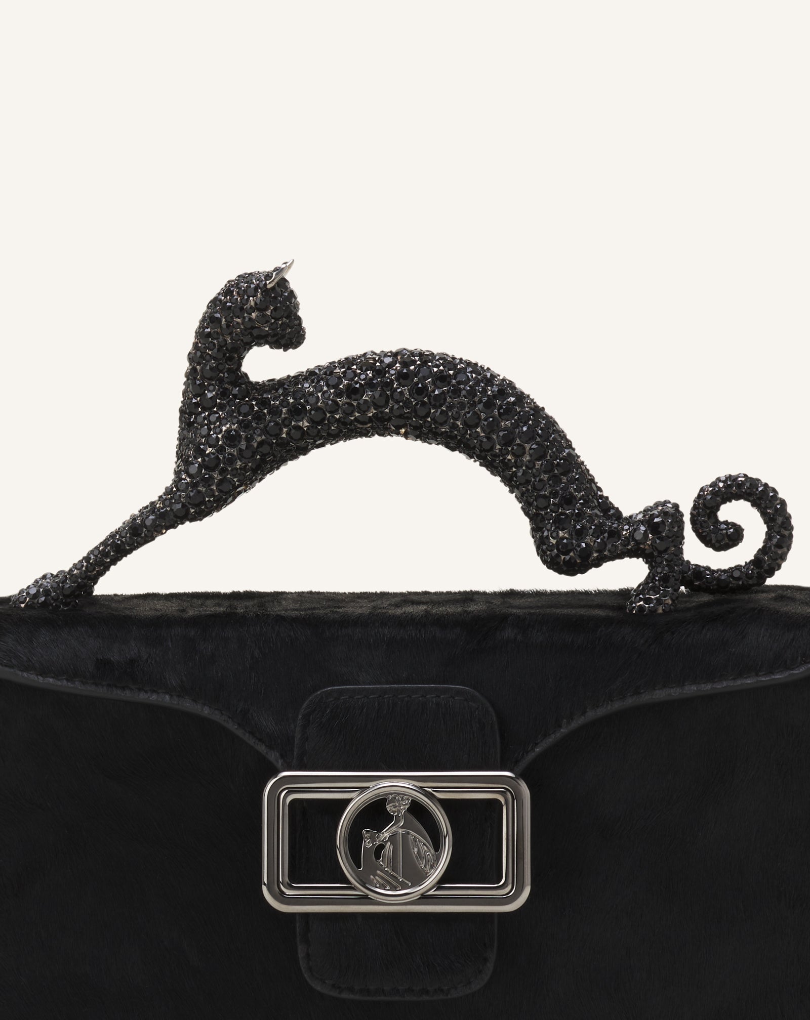 PENCIL CAT NANO BAG IN PONY EFFECT AND RHINESTONES - Image 9