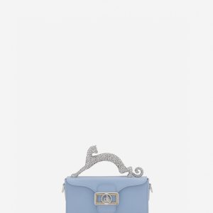 PENCIL CAT NANO BAG IN LEATHER AND RHINESTONES