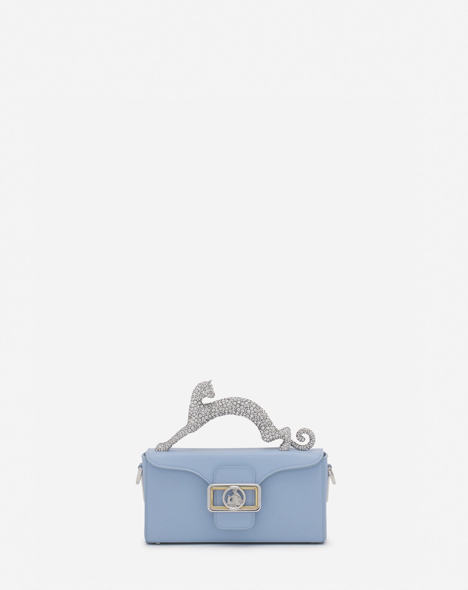 PENCIL CAT NANO BAG IN LEATHER AND RHINESTONES