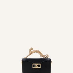 LEATHER NANO PENCIL CAT BAG WITH RHINESTONES