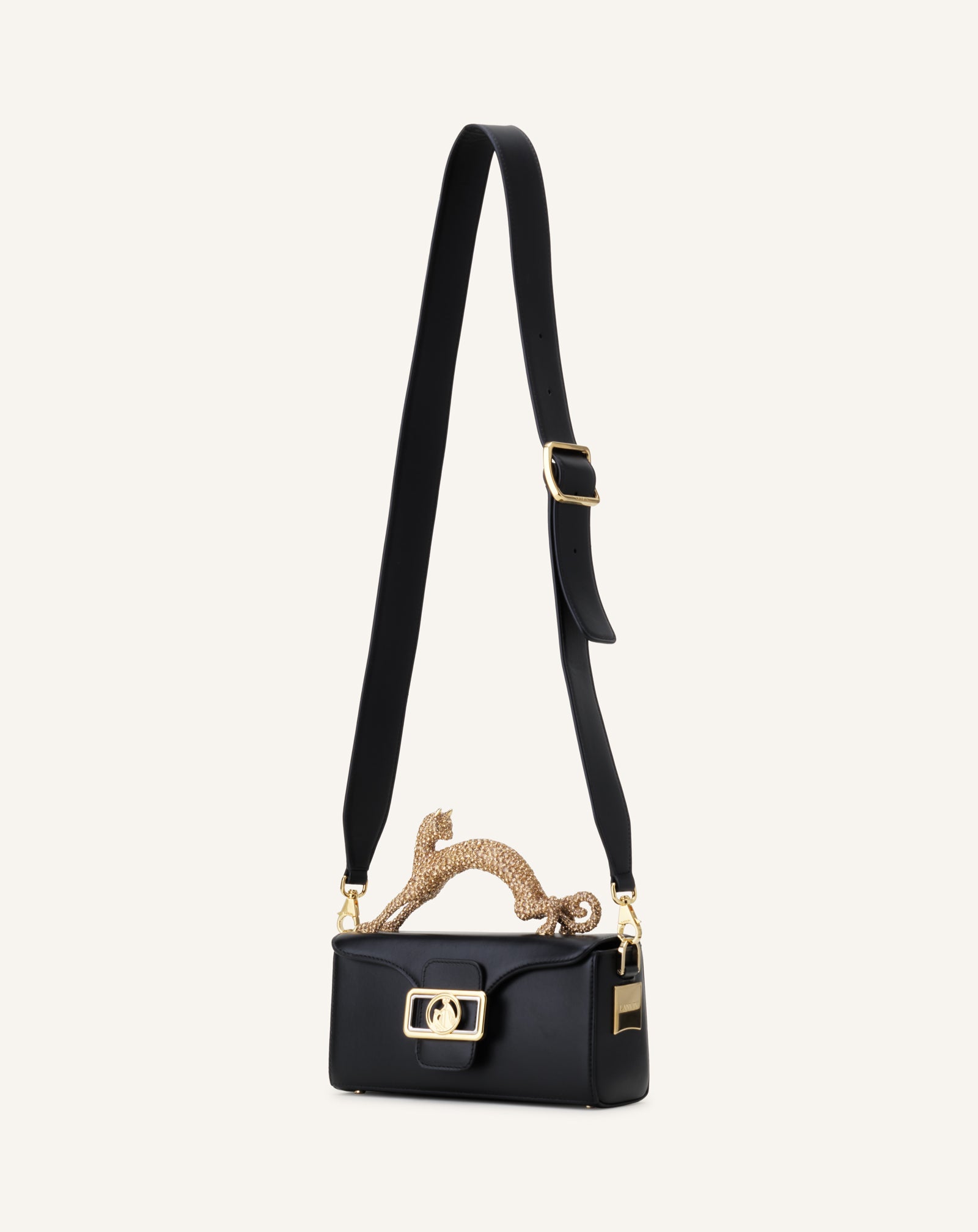 LEATHER NANO PENCIL CAT BAG WITH RHINESTONES - Image 3