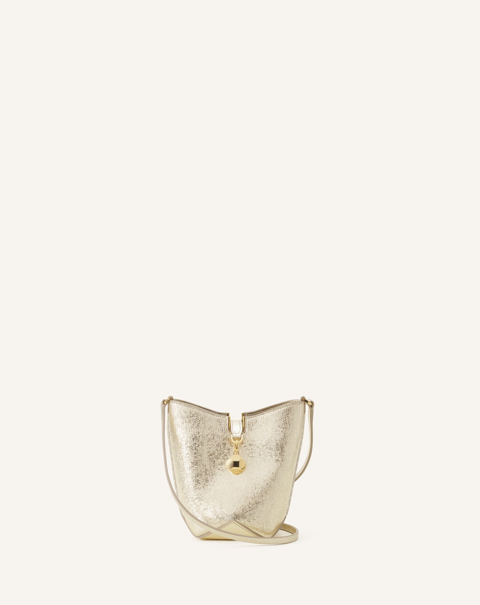 CATCH BY LANVIN NANO BUCKET BAG IN METALLIC LEATHER