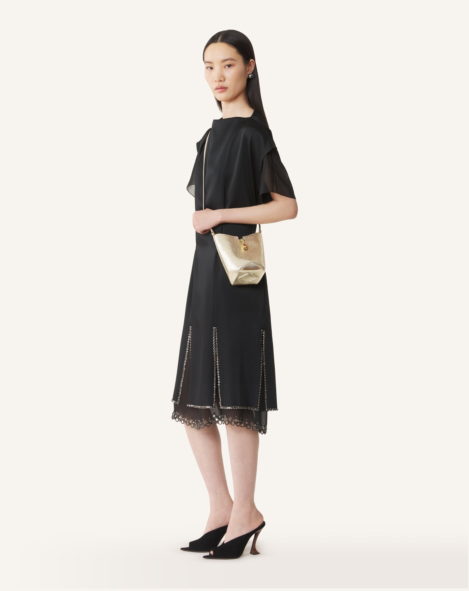 CATCH BY LANVIN NANO BUCKET BAG IN METALLIC LEATHER - Image 2