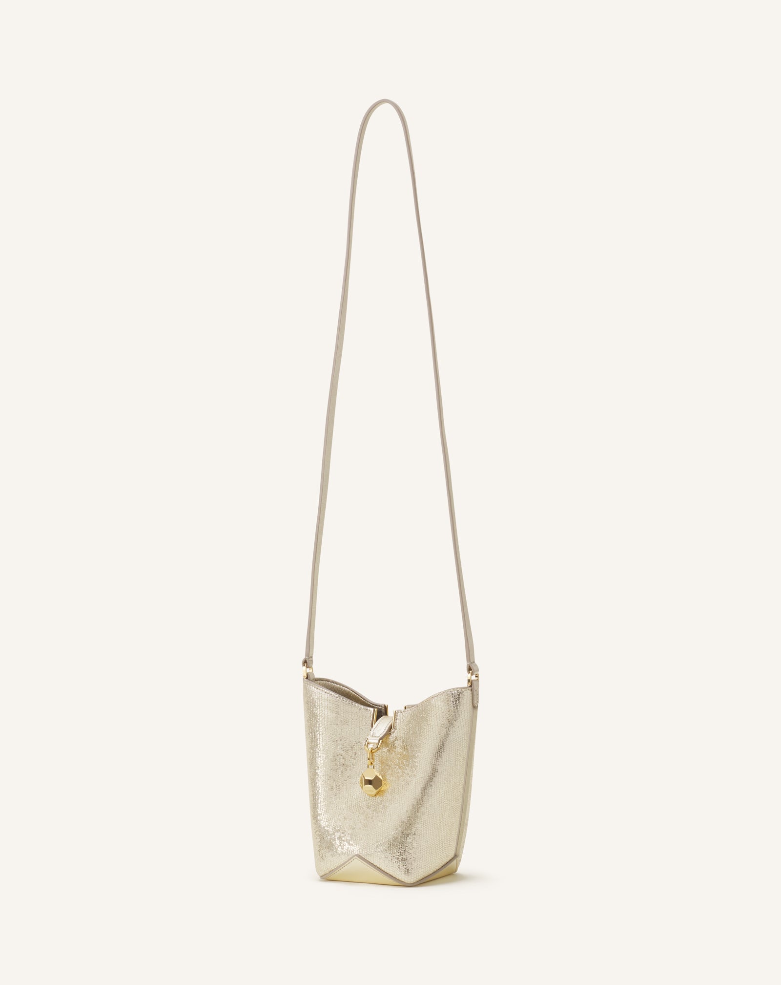 CATCH BY LANVIN NANO BUCKET BAG IN METALLIC LEATHER - Image 3