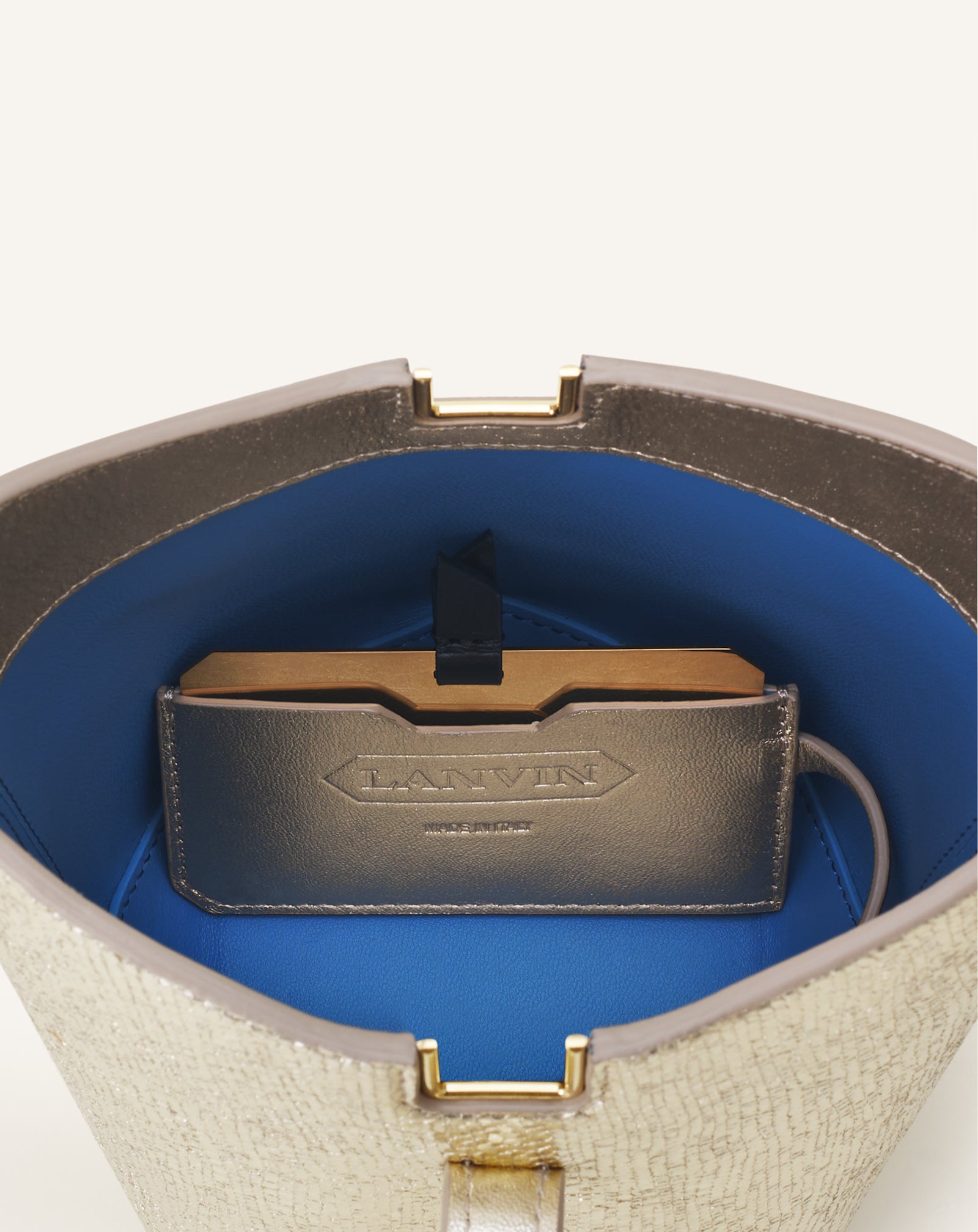 CATCH BY LANVIN NANO BUCKET BAG IN METALLIC LEATHER - Image 9