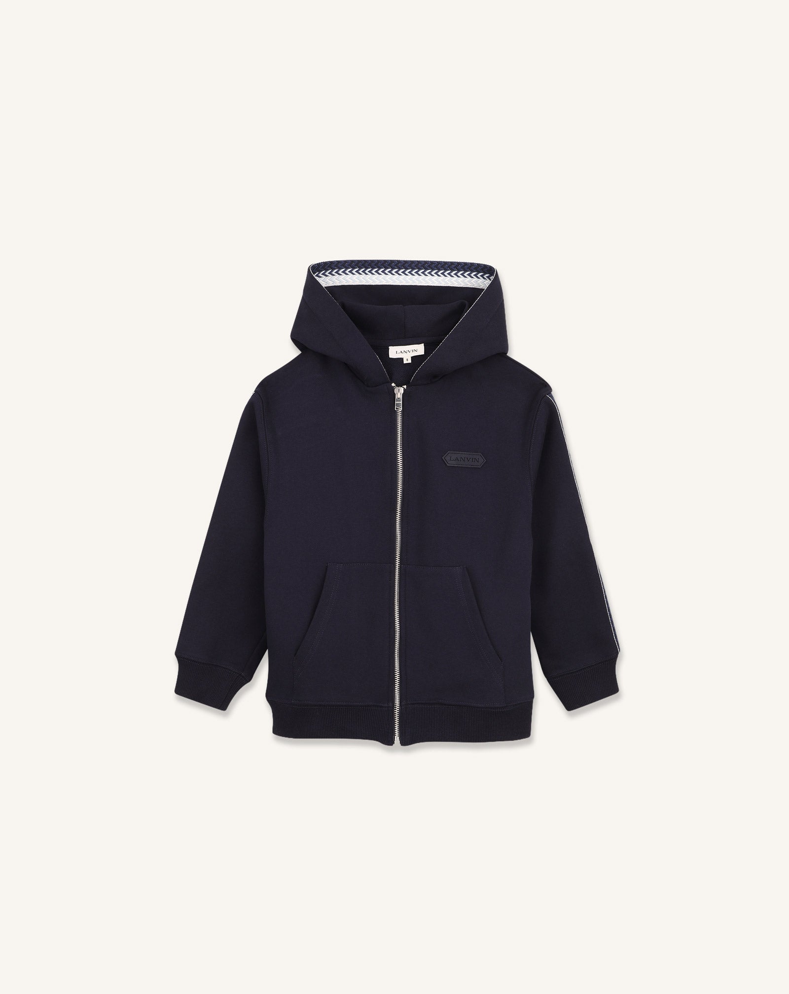 EMBROIDERED LANVIN ZIP-UP HOODIE IN COTTON