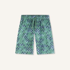PRINTED COTTON POPLINE BERMUDA SHORTS