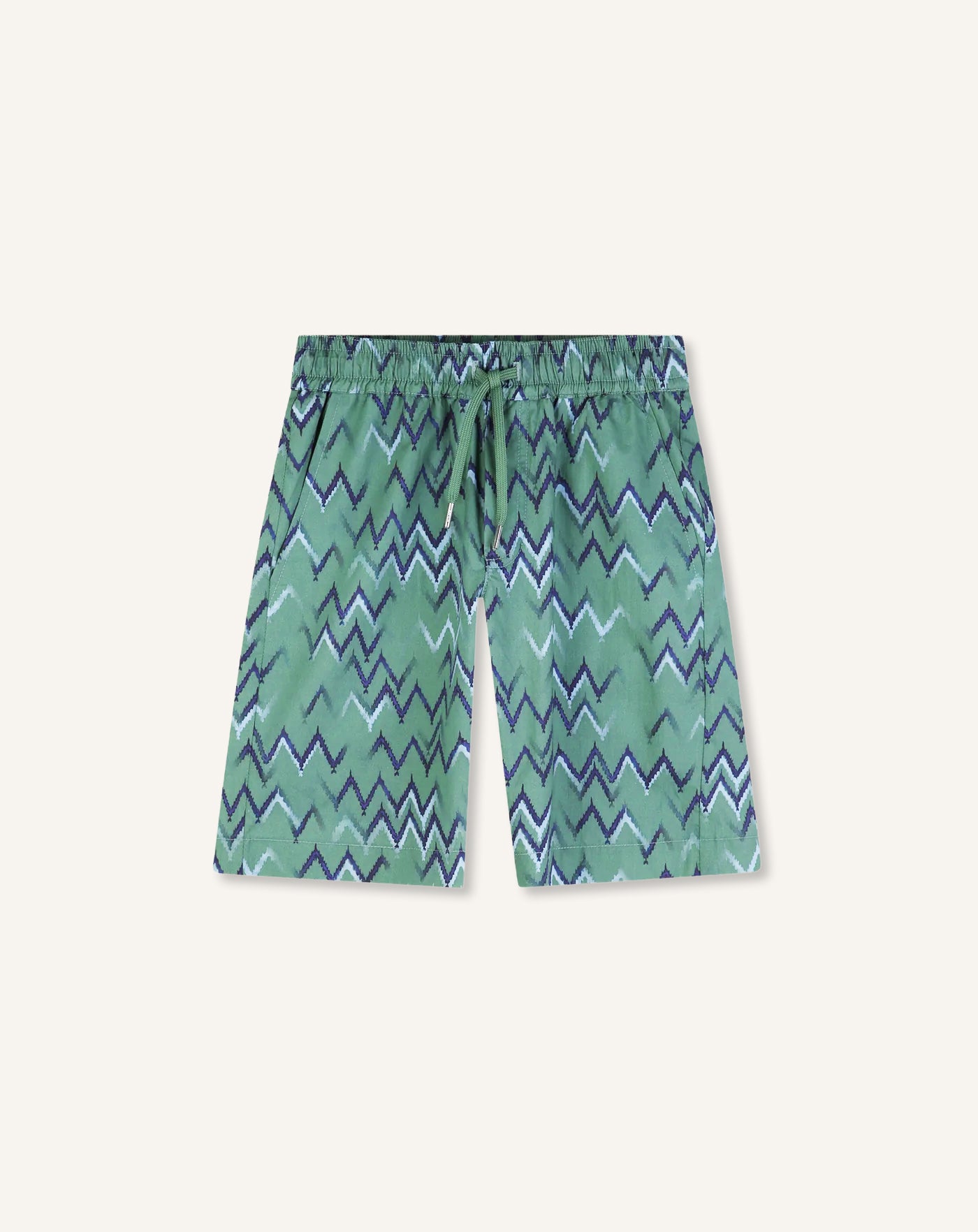 PRINTED COTTON POPLINE BERMUDA SHORTS