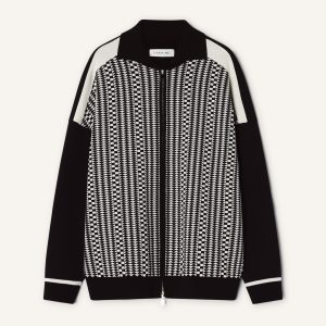ZIP JACKET IN SILK AND COTTON JACQUARD