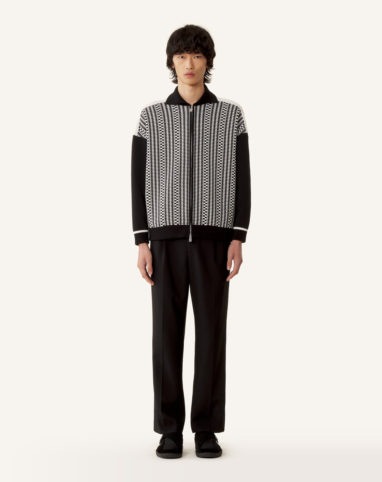 ZIP JACKET IN SILK AND COTTON JACQUARD - Image 2