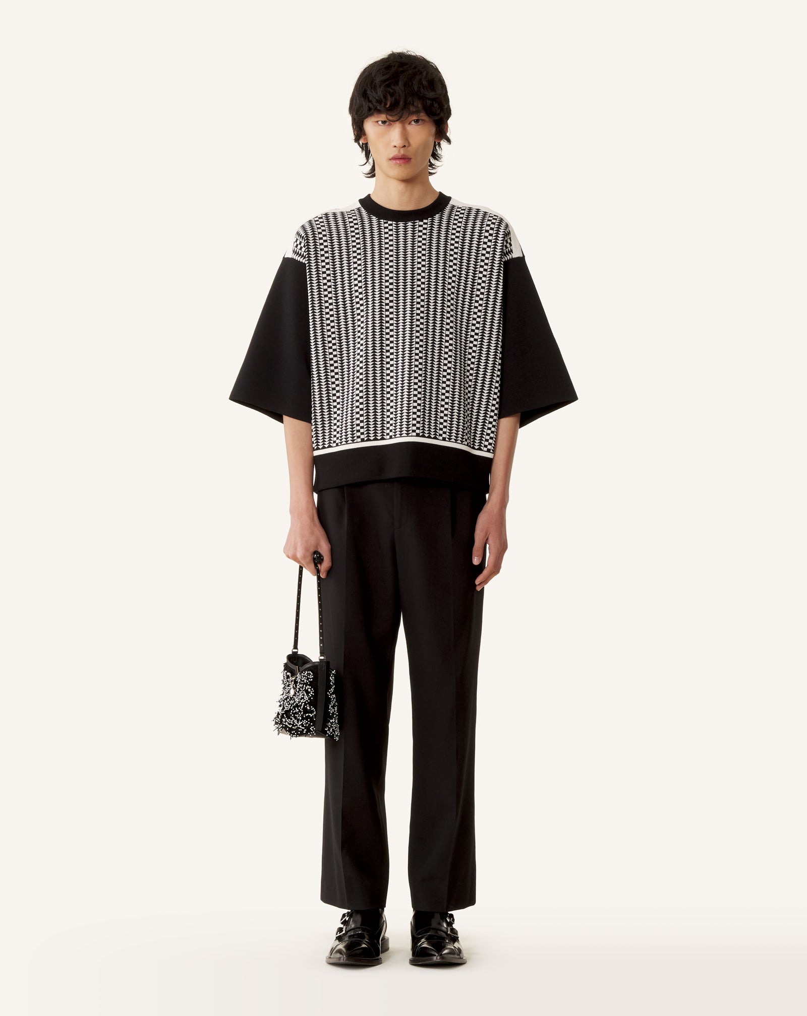 LOOSE-FIT T-SHIRT IN SILK AND COTTON JACQUARD - Image 2