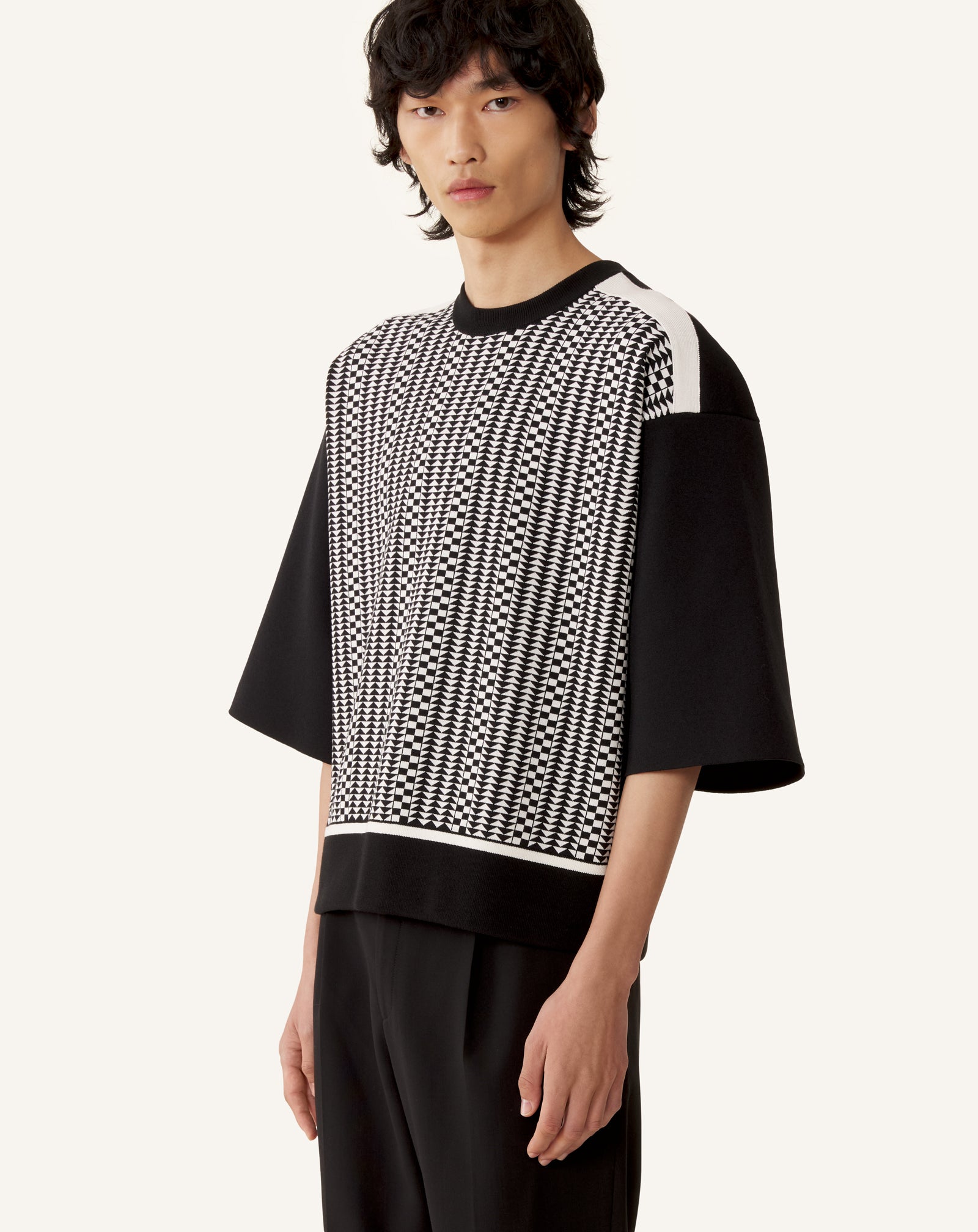 LOOSE-FIT T-SHIRT IN SILK AND COTTON JACQUARD - Image 3