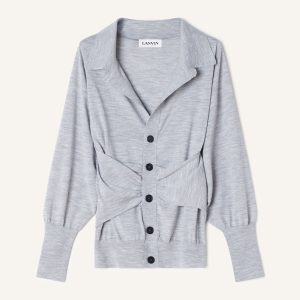 DRAPED WOOL CARDIGAN