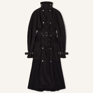 BI-MATERIAL TRENCH COAT IN SILK FAILLE AND CHARMEUSE FABRIC