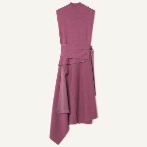 DRAPED HIGH COLLAR DRESS IN WOOL