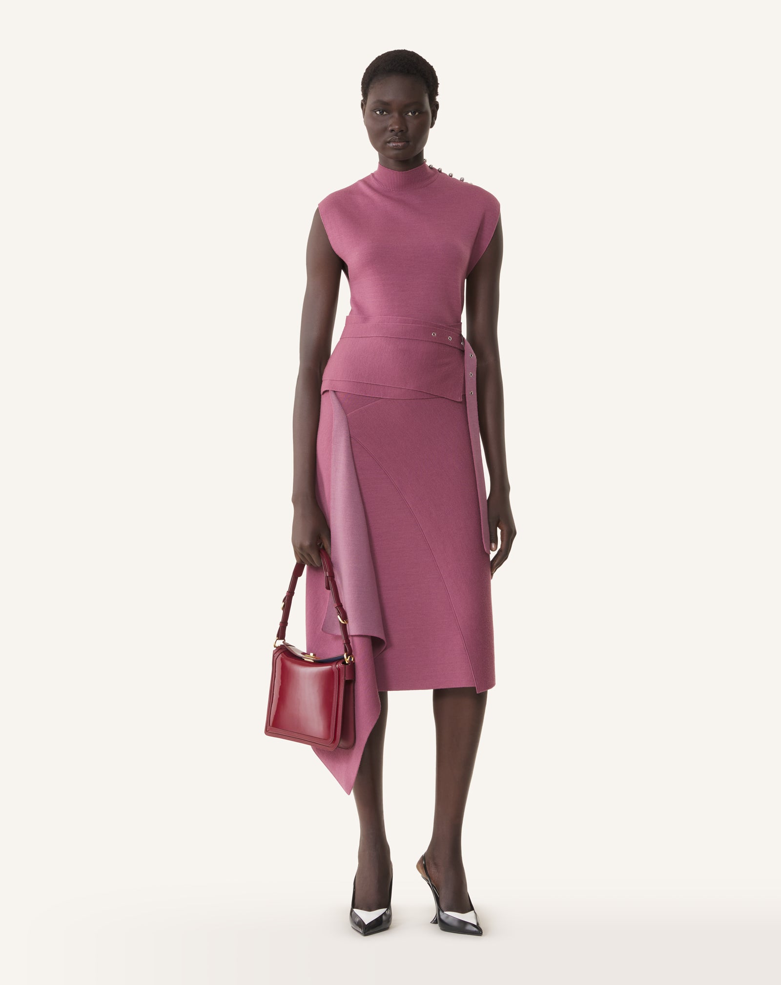 DRAPED HIGH COLLAR DRESS IN WOOL - Image 2