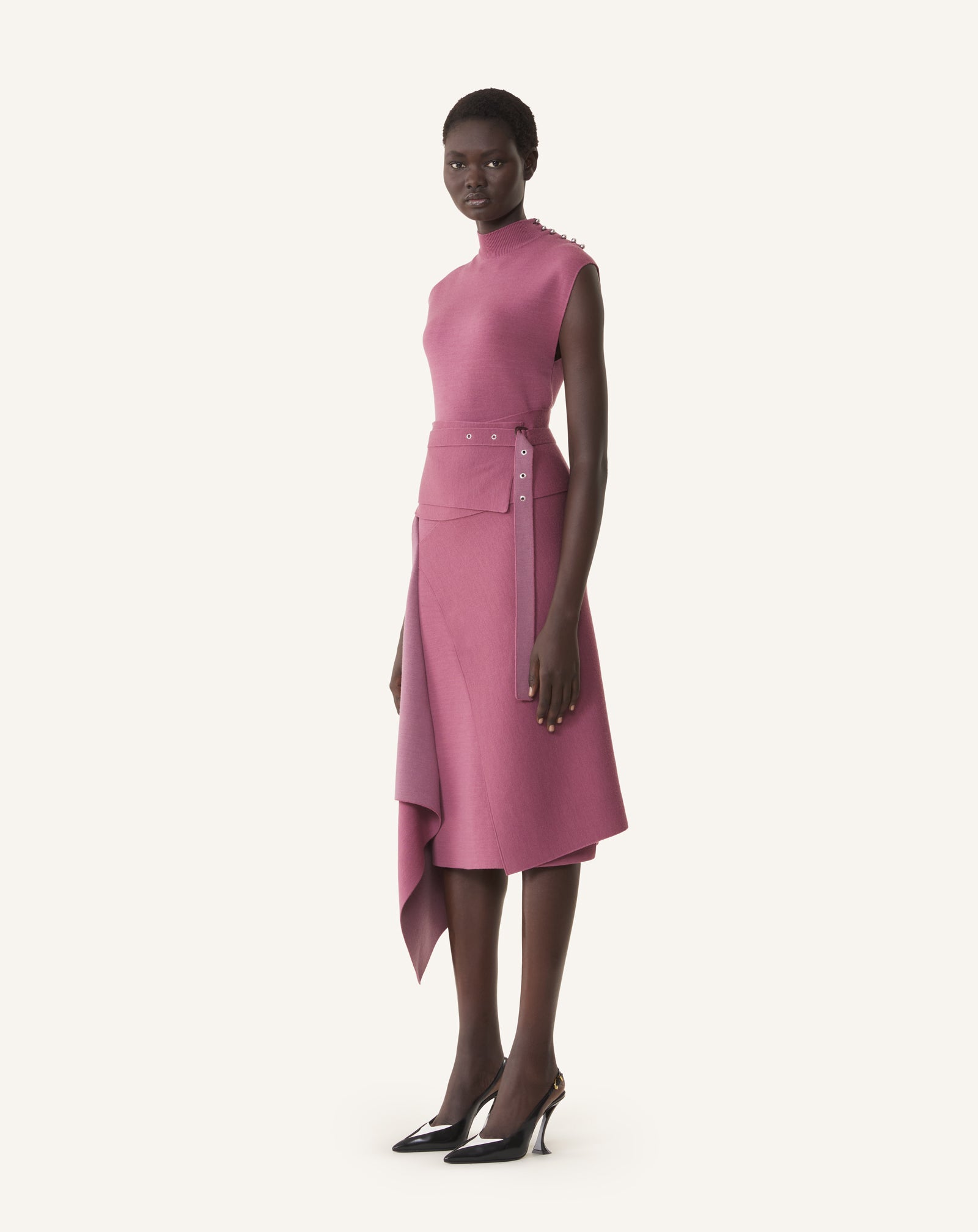 DRAPED HIGH COLLAR DRESS IN WOOL - Image 3