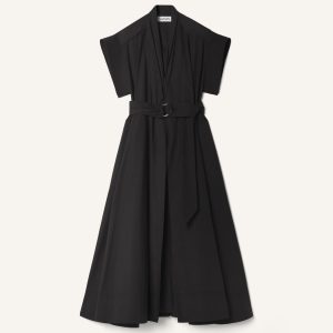 FLARED DRESS IN COTTON POPLIN