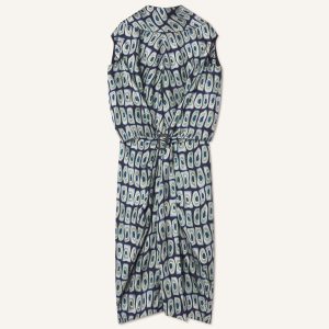 PRINTED CAPE DRESS IN SILK