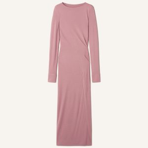 LONG DRAPED DRESS IN CREPE JERSEY