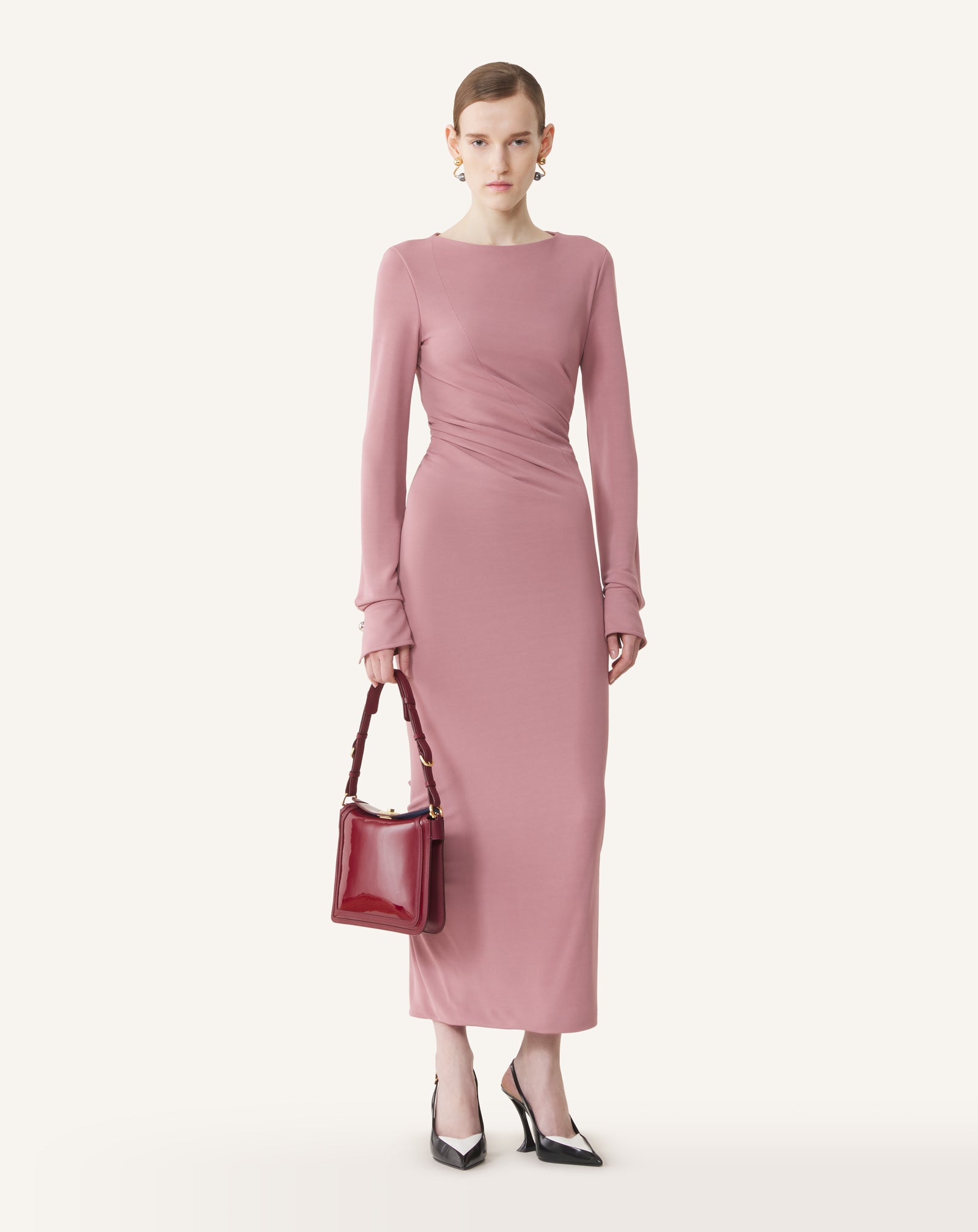LONG DRAPED DRESS IN CREPE JERSEY - Image 2