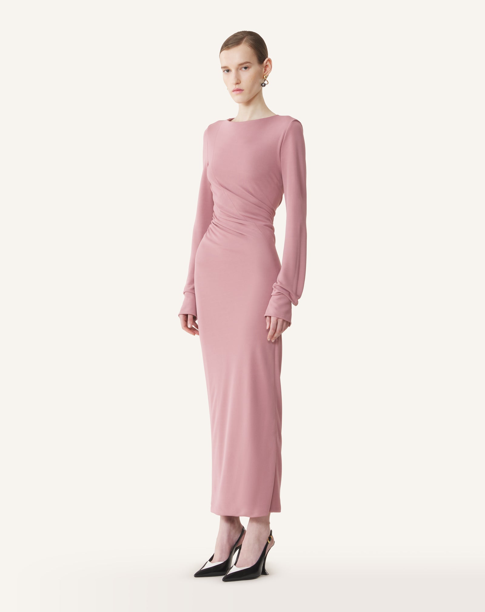 LONG DRAPED DRESS IN CREPE JERSEY - Image 3