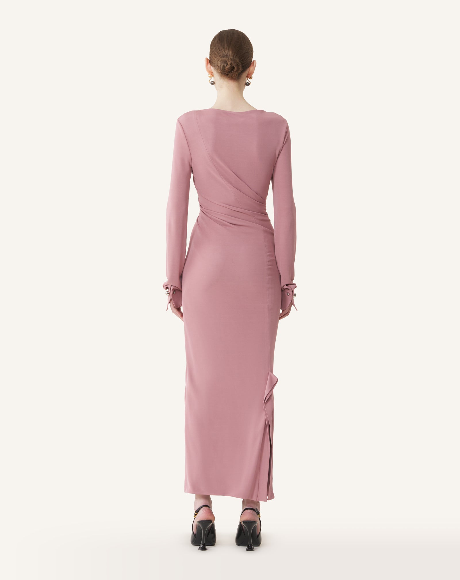LONG DRAPED DRESS IN CREPE JERSEY - Image 4