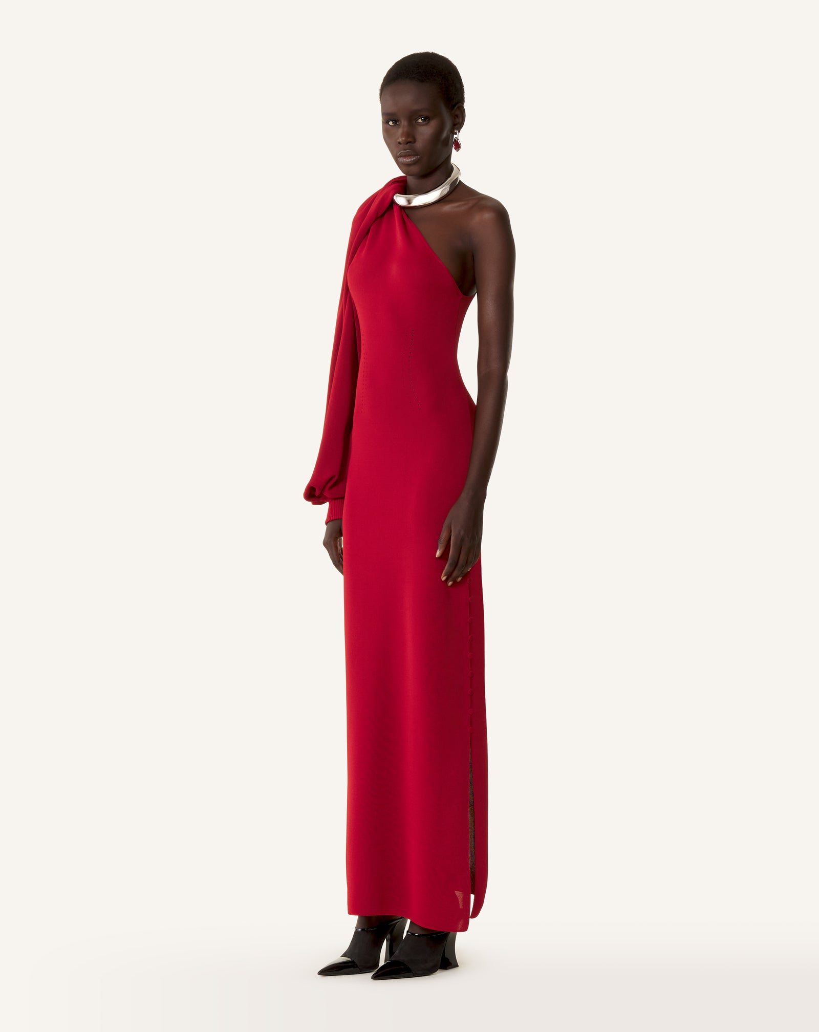 ASYMMETRICAL CHOKER DRESS IN VISCOSE - Image 3