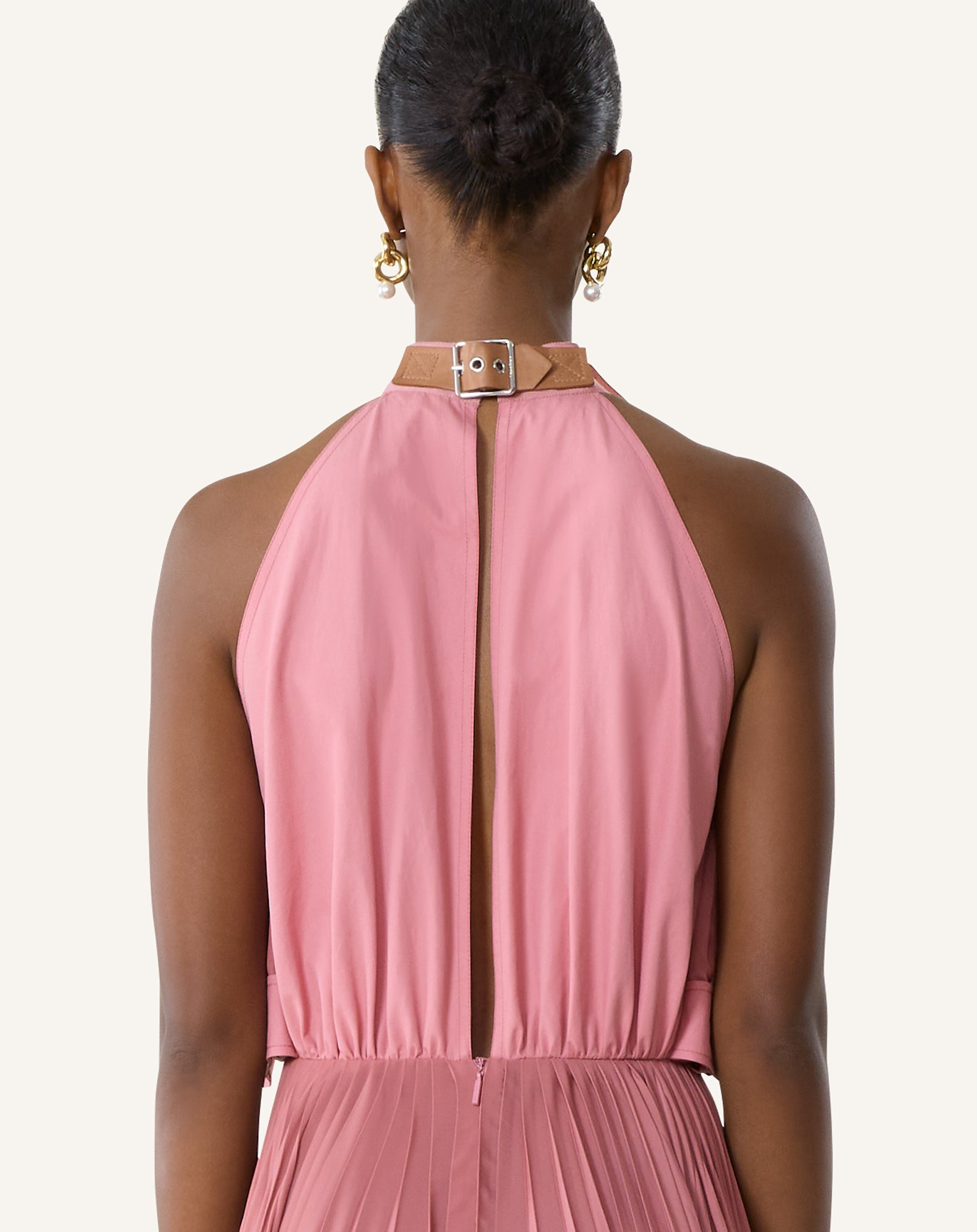 PLEATED DRESS IN CHARMEUSE AND COTTON - Image 6
