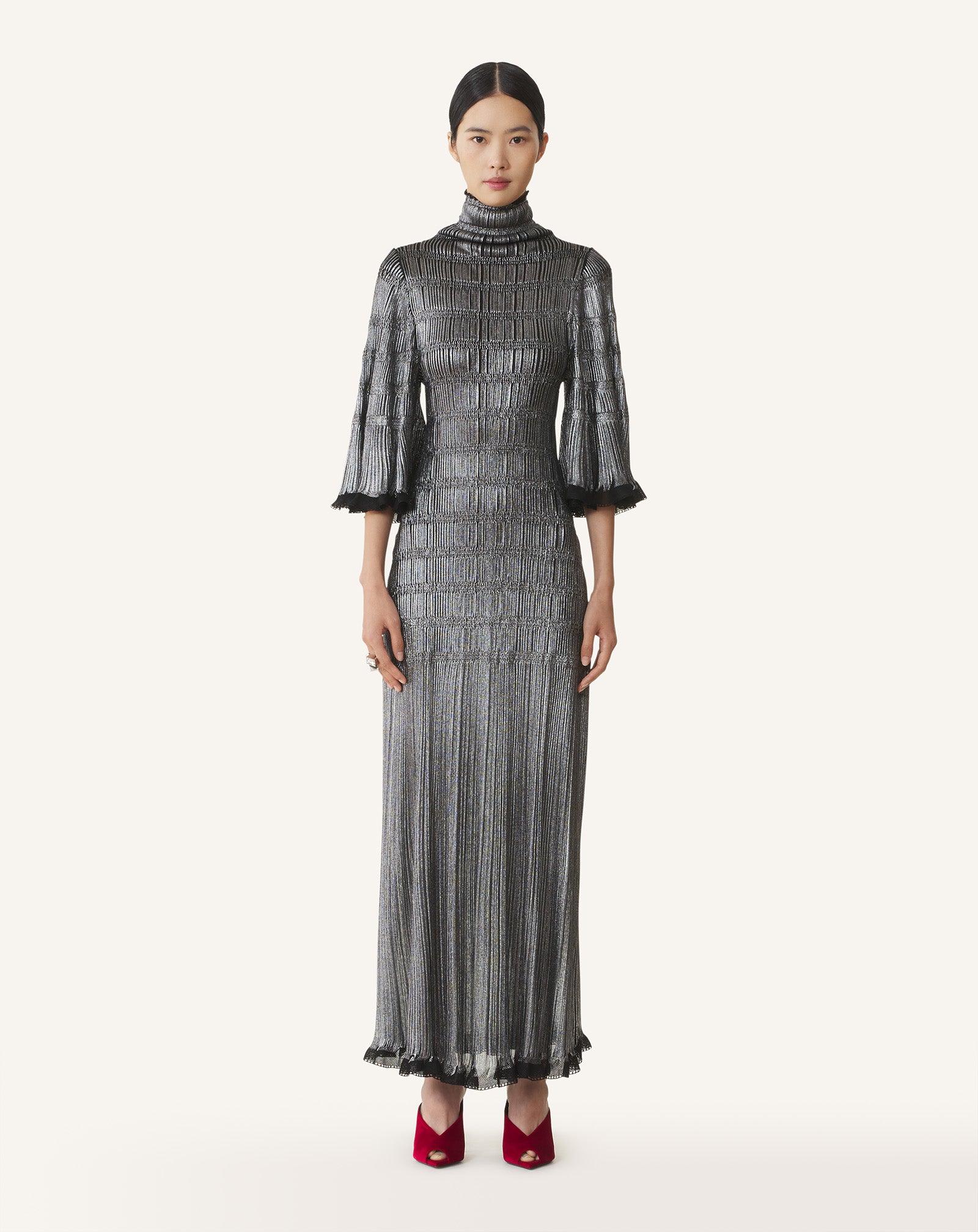 MIDI DRESS IN METALLIC VISCOSE - Image 2