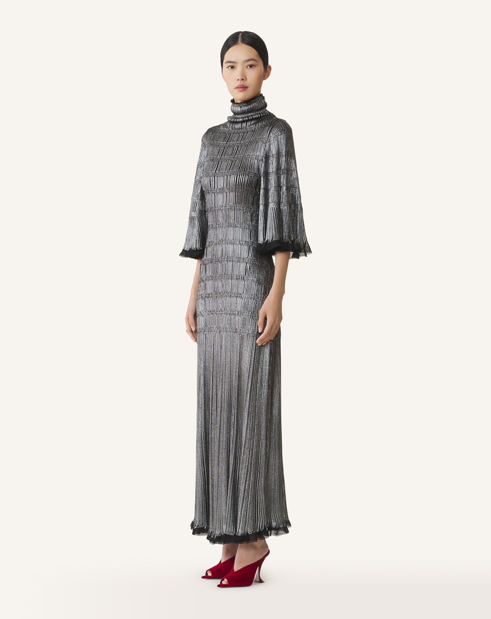 MIDI DRESS IN METALLIC VISCOSE - Image 3