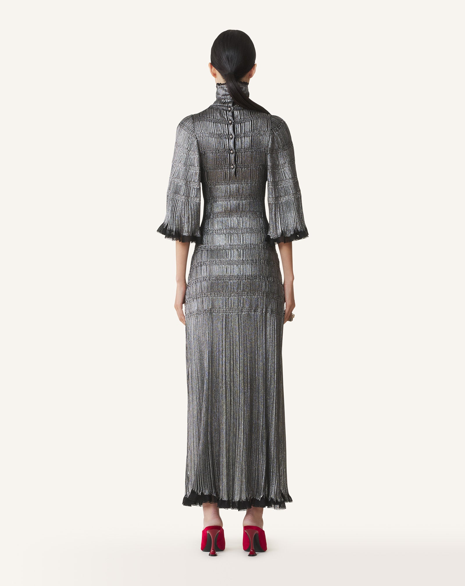 MIDI DRESS IN METALLIC VISCOSE - Image 4