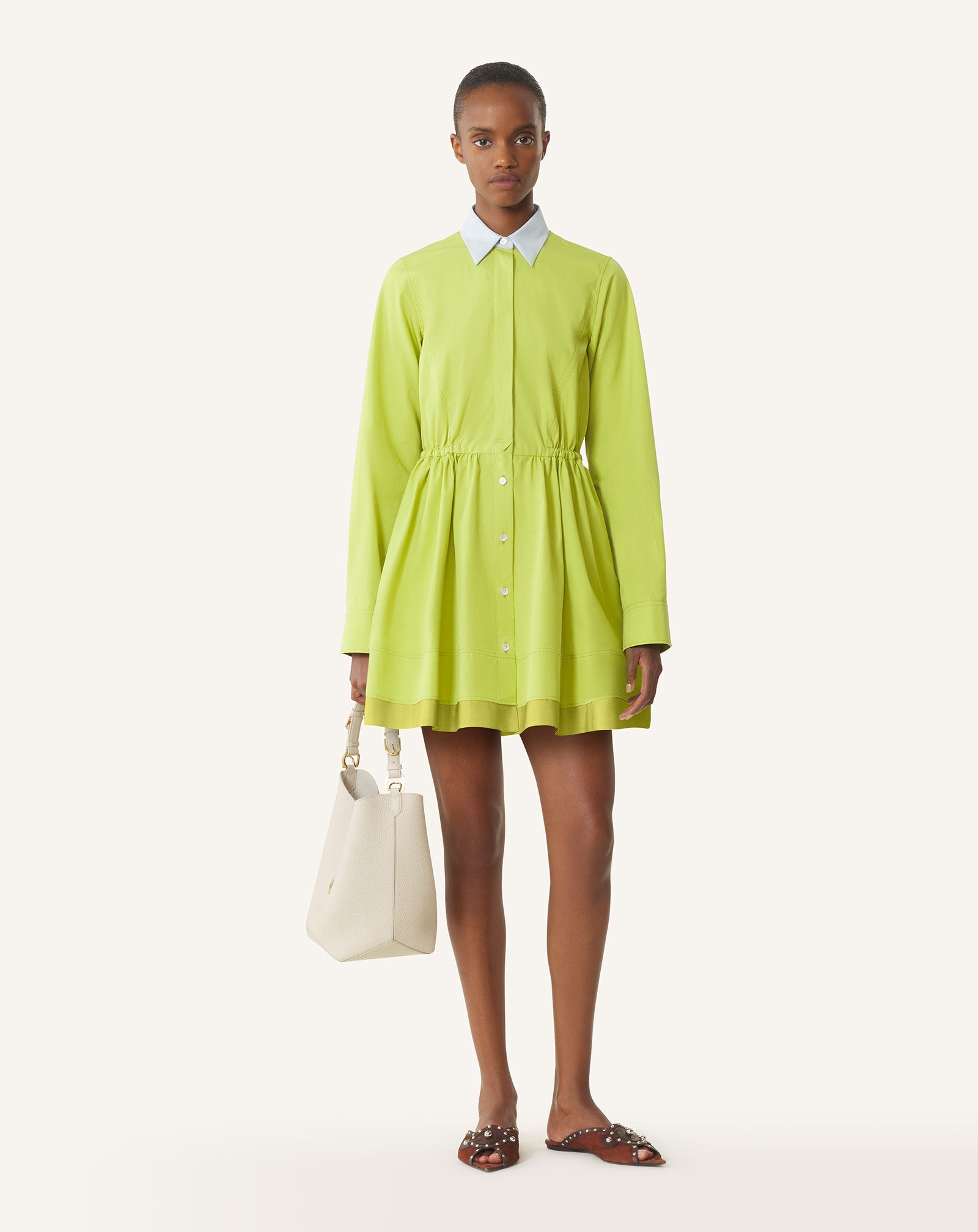 SHORT SHIRT DRESS IN COTTON POPLIN - Image 2
