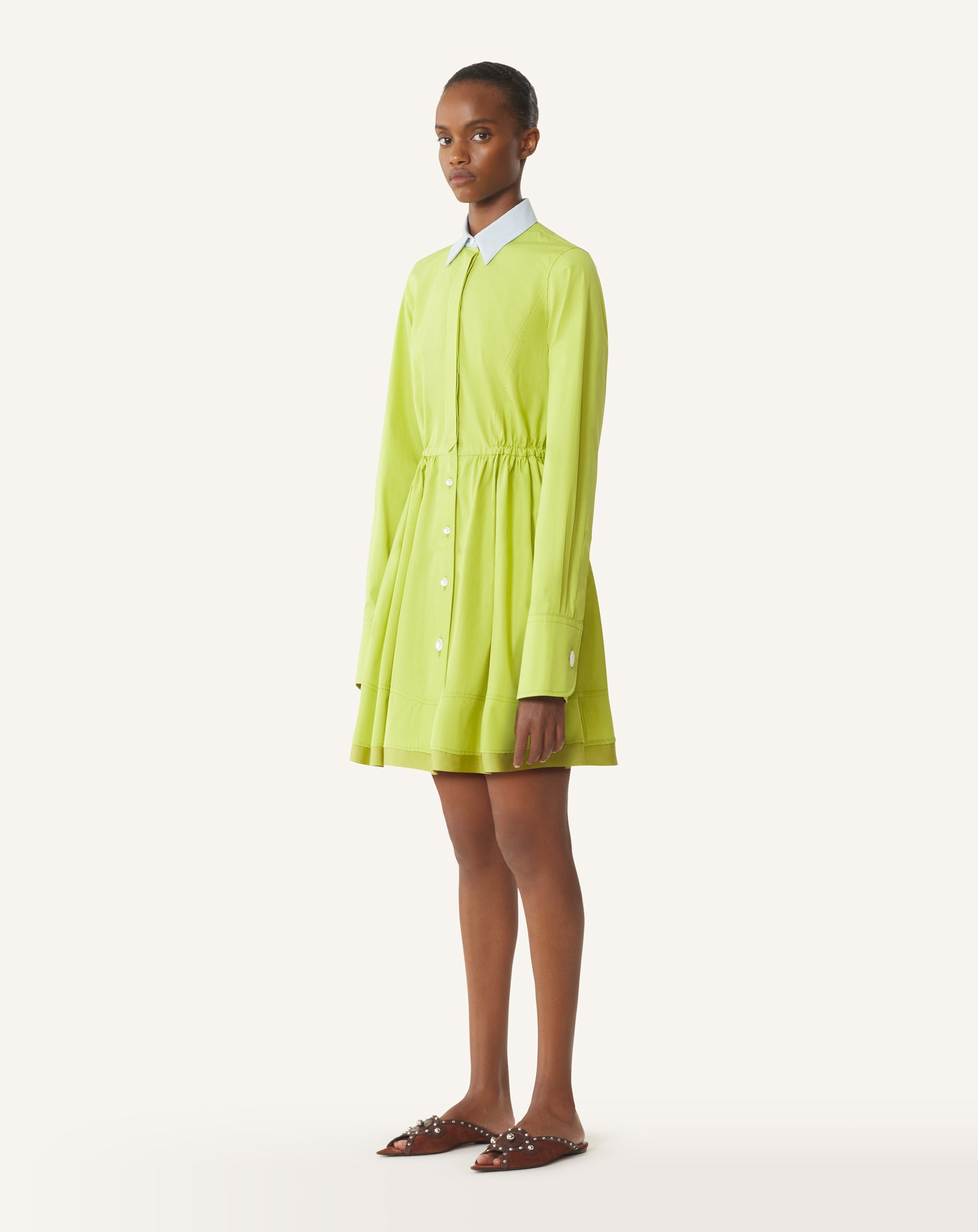 SHORT SHIRT DRESS IN COTTON POPLIN - Image 3