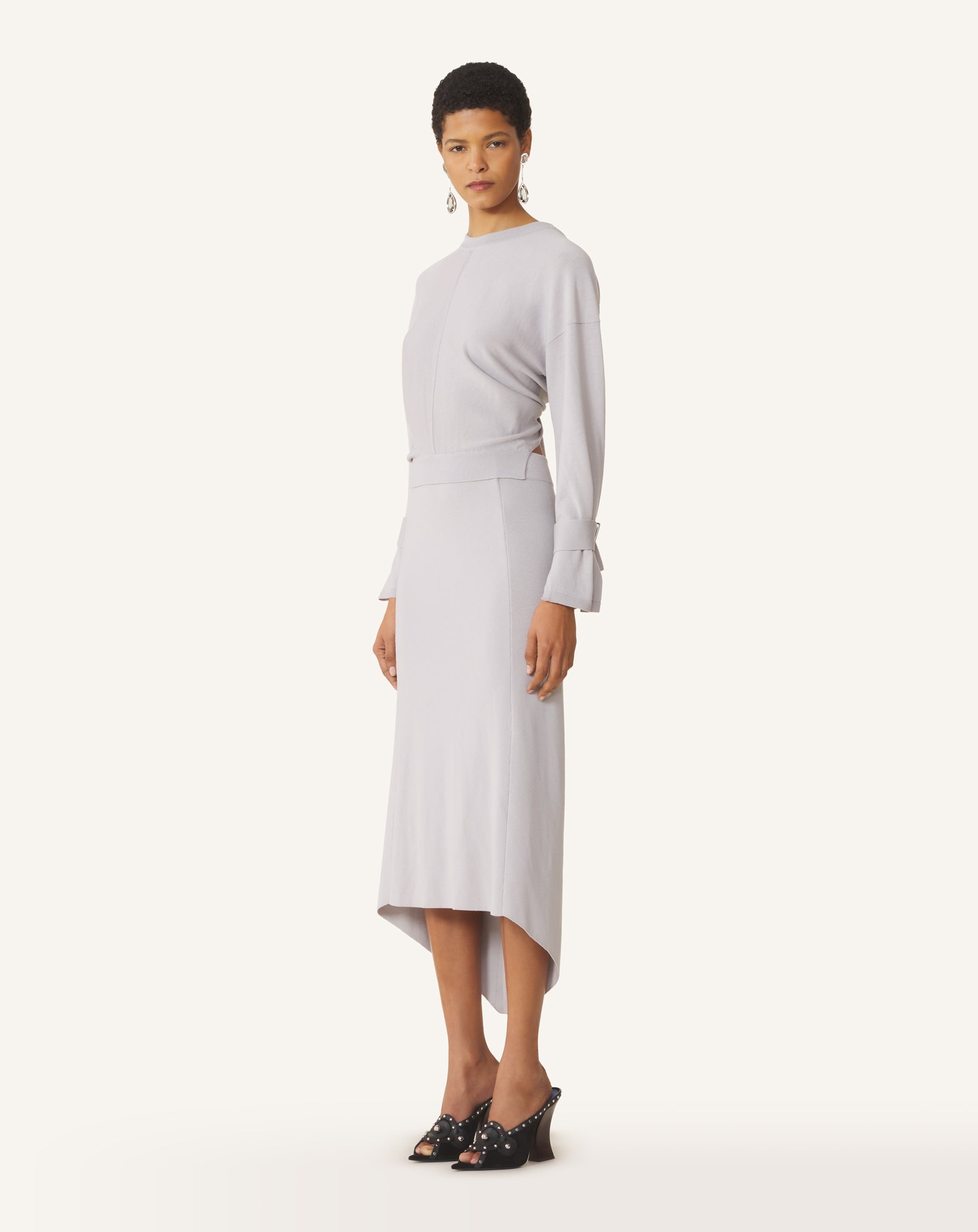 LONG SILK DRESS WITH BACK TIE - Image 3