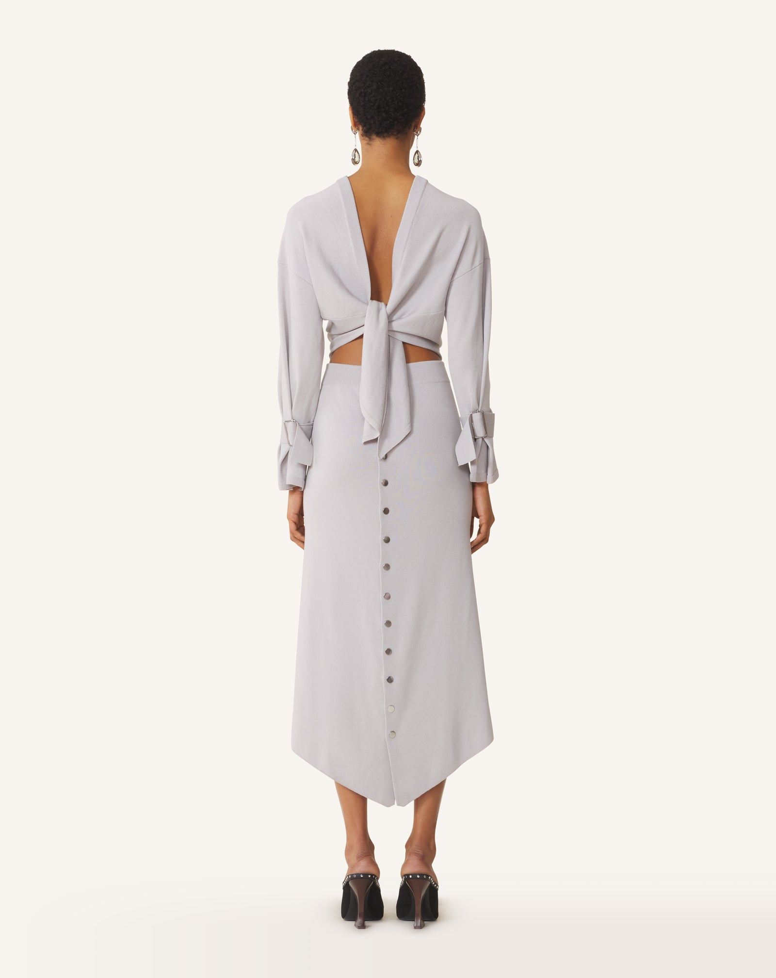 LONG SILK DRESS WITH BACK TIE - Image 4