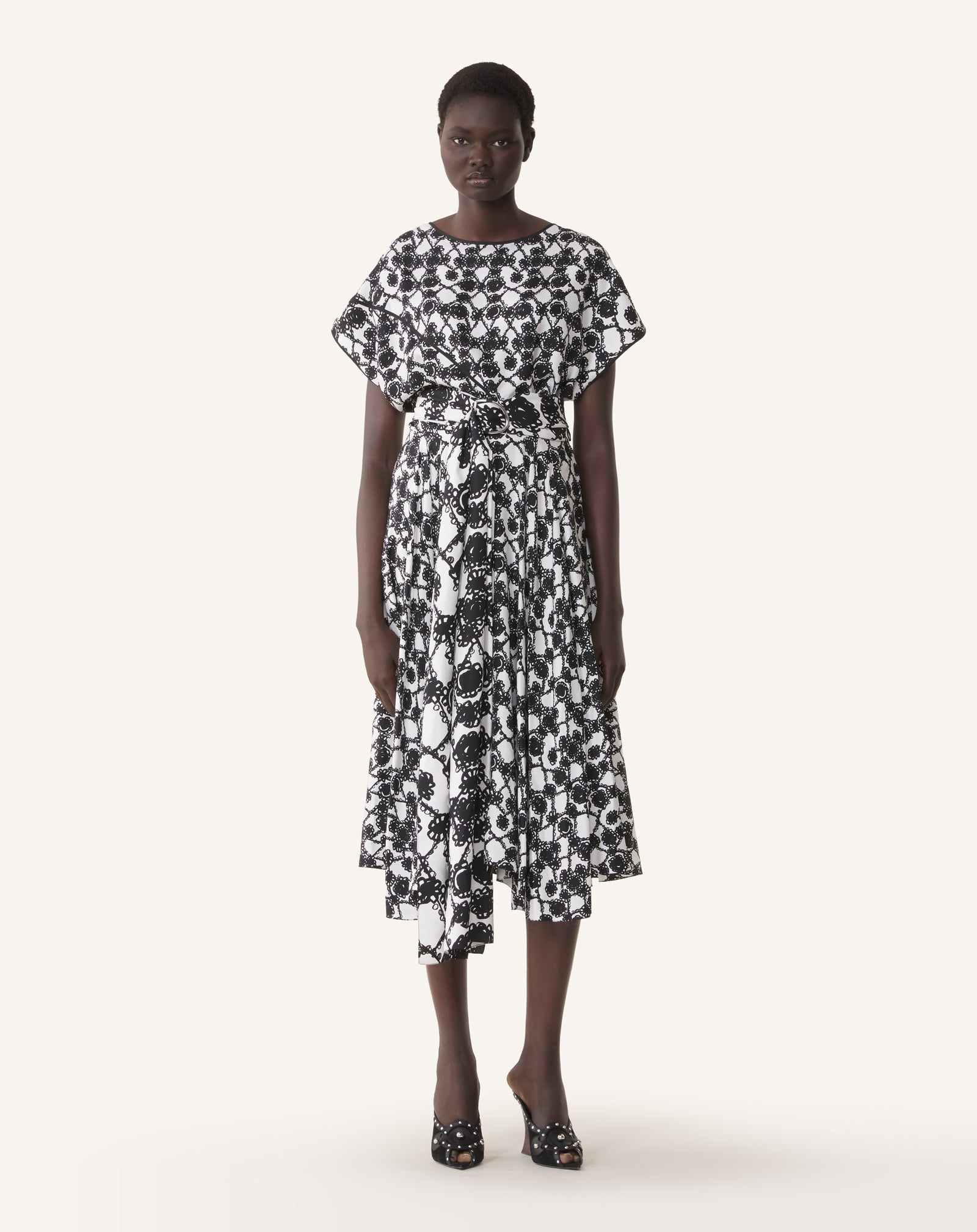 PRINTED SILK DRAPED DRESS - Image 2