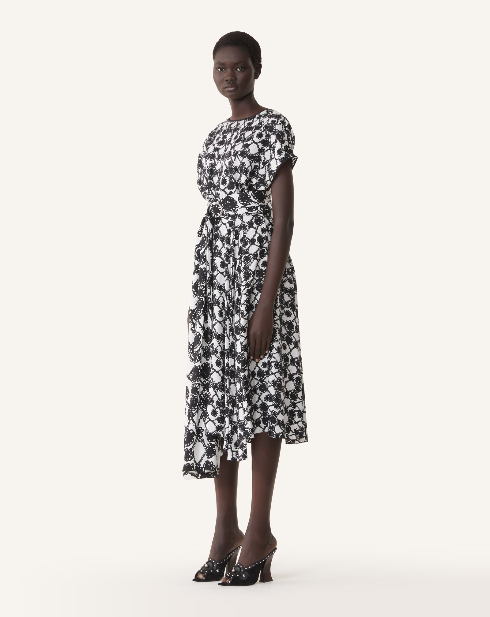 PRINTED SILK DRAPED DRESS - Image 3