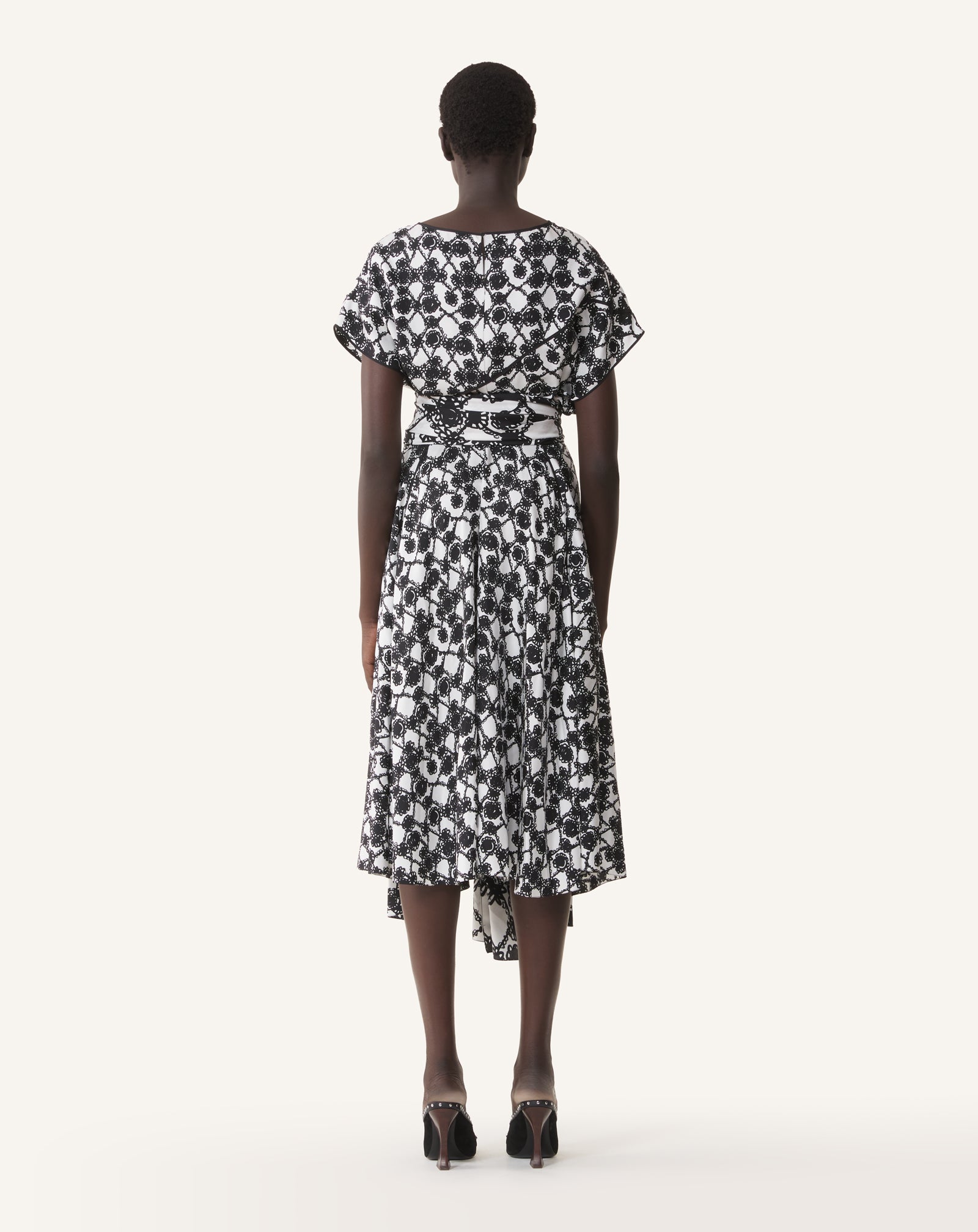 PRINTED SILK DRAPED DRESS - Image 4