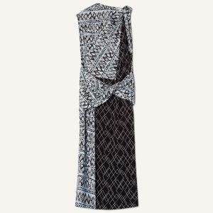PRINTED SILK PATCHWORK DRESS
