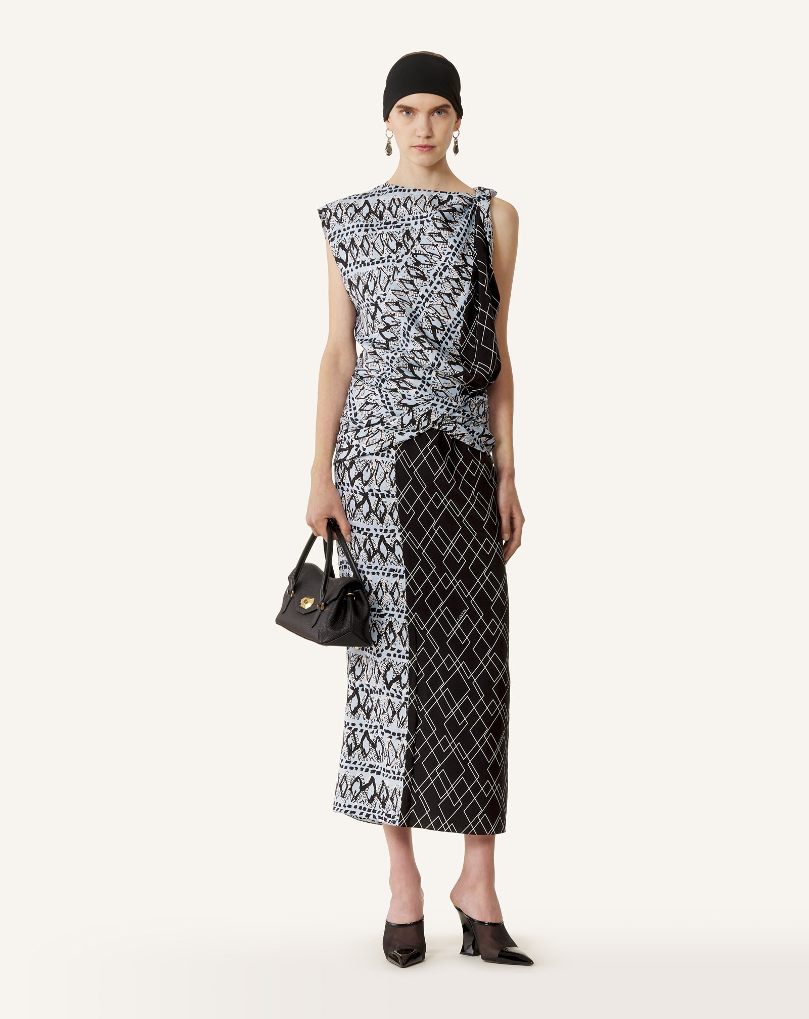 PRINTED SILK PATCHWORK DRESS - Image 3