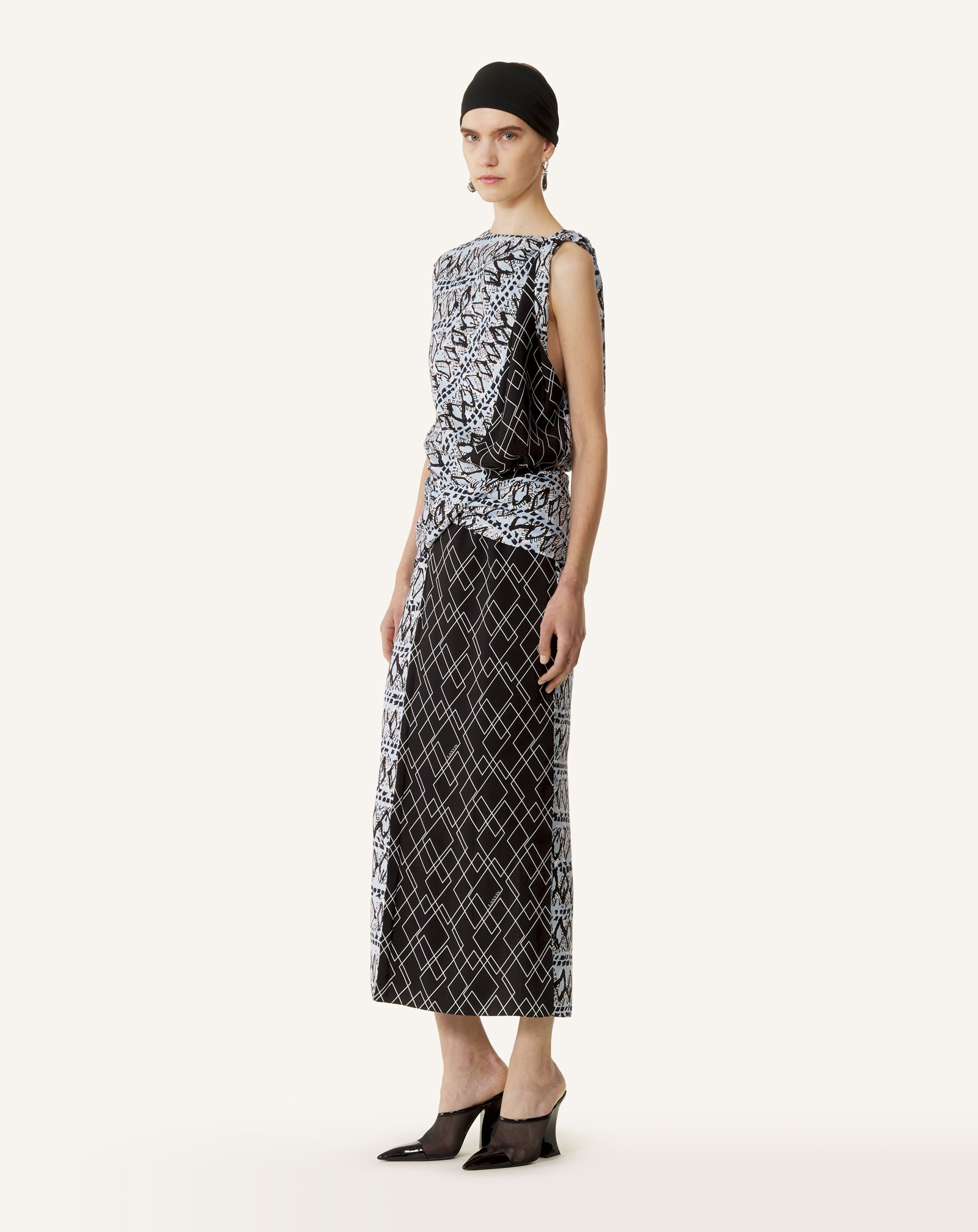 PRINTED SILK PATCHWORK DRESS - Image 4
