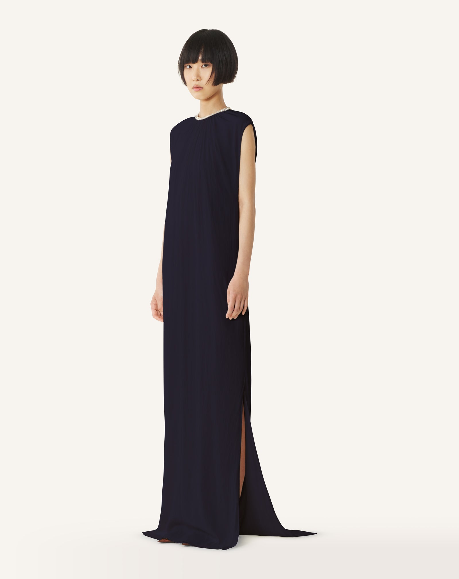 EMBROIDERED DRESS IN CHARMEUSE - Image 3